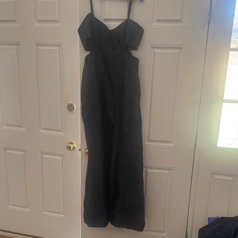 Black Spaghetti Strap Evening Gown